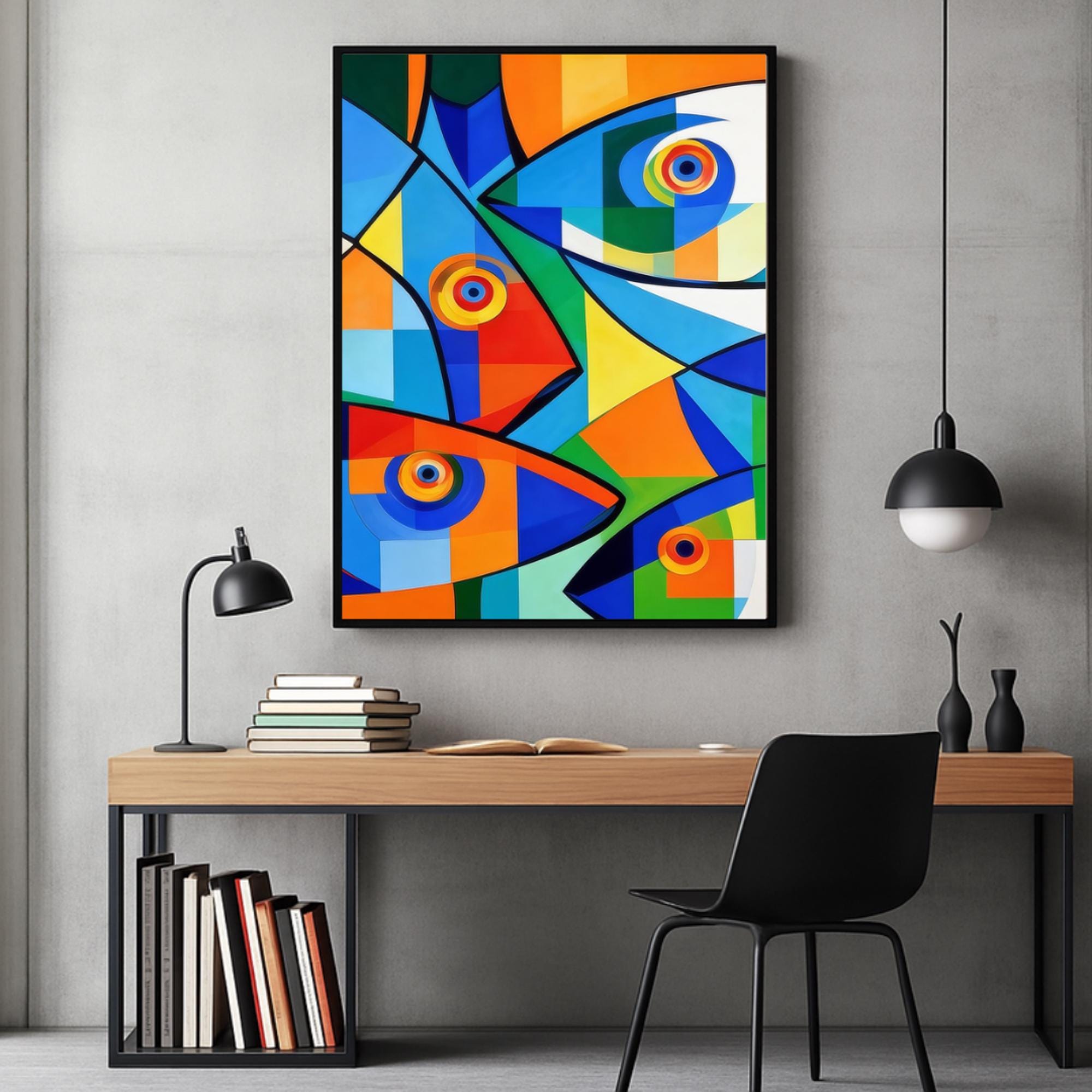 Cubist Fish Art Print, Colorful Geometric Ocean Poster or Canvas (Digital File Available) AffinityArts