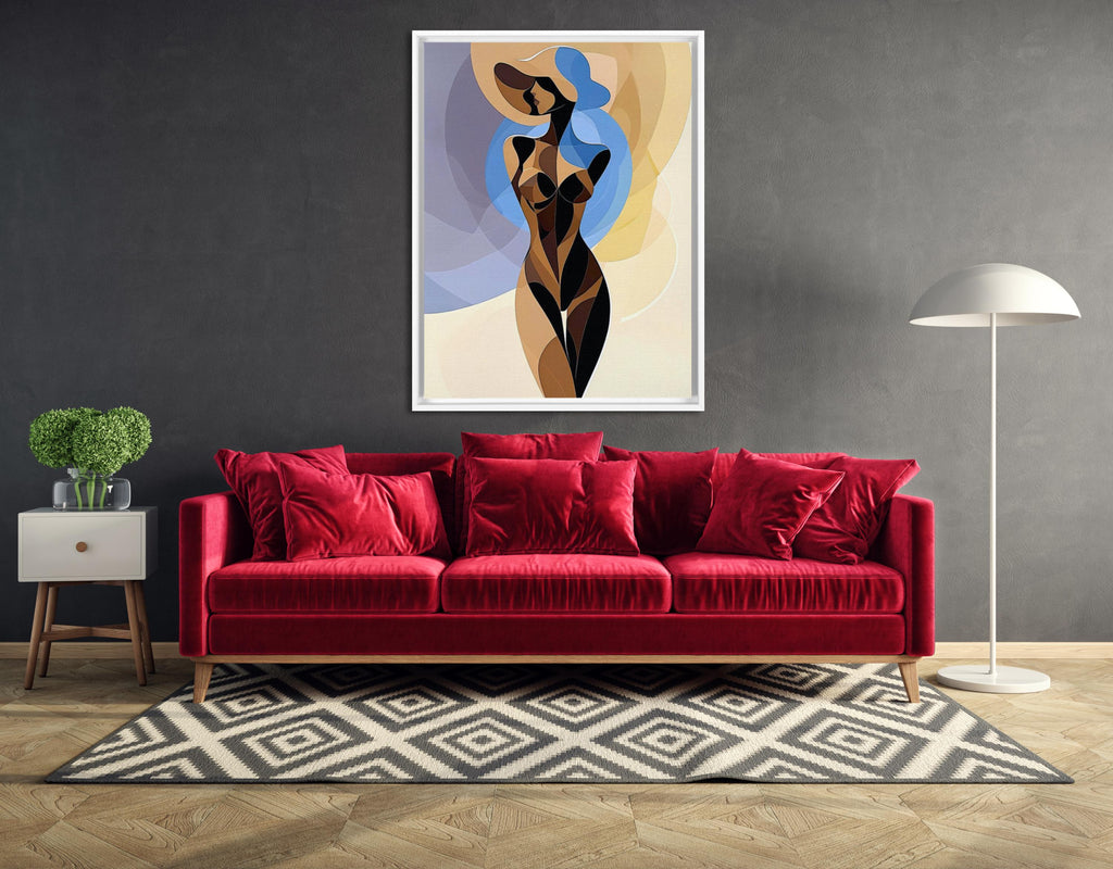 Abstract Woman Canvas Wall Art: Modern Minimalist Floating Frame AffinityArts