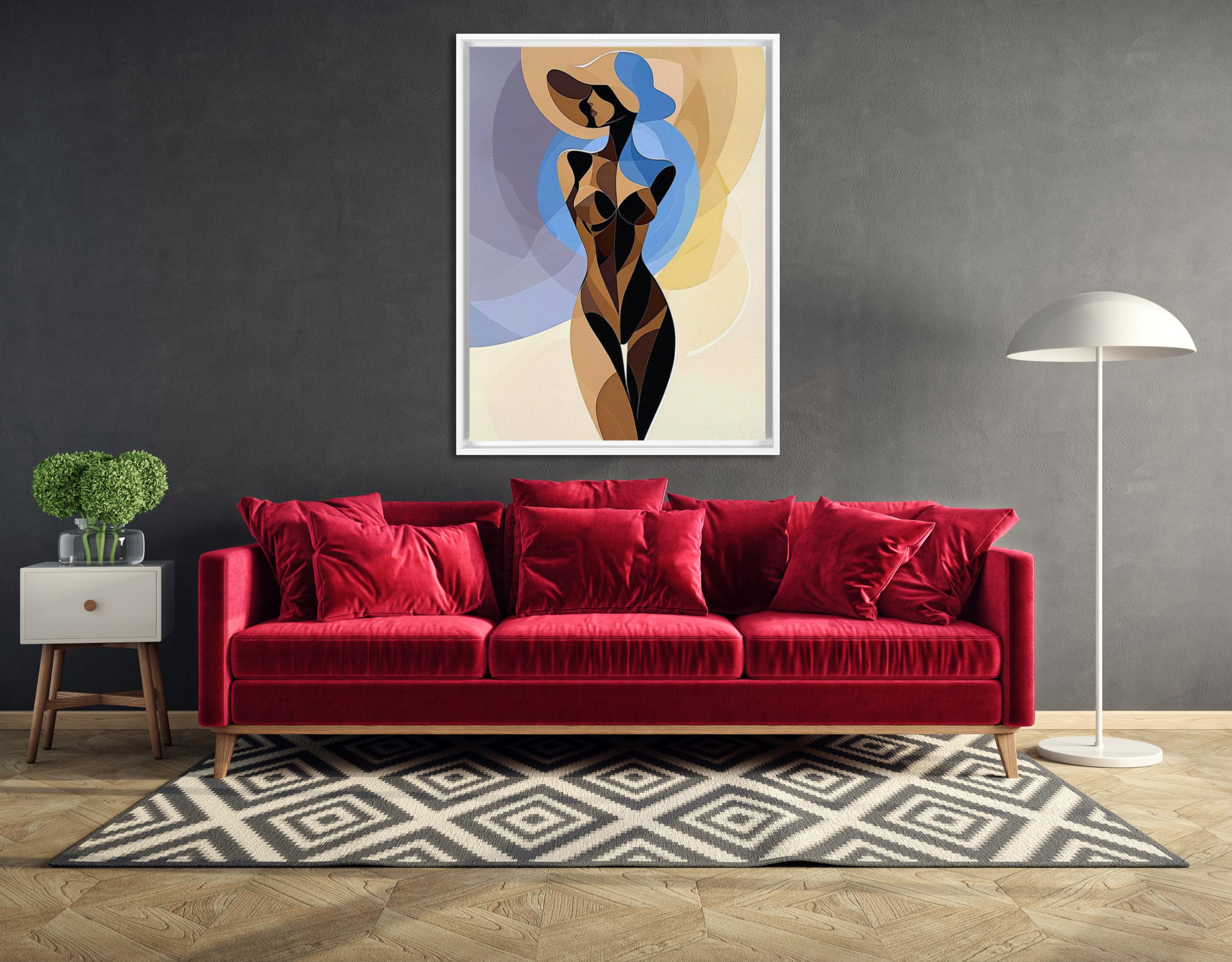 Abstract Woman Canvas Wall Art: Modern Minimalist Floating Frame AffinityArts