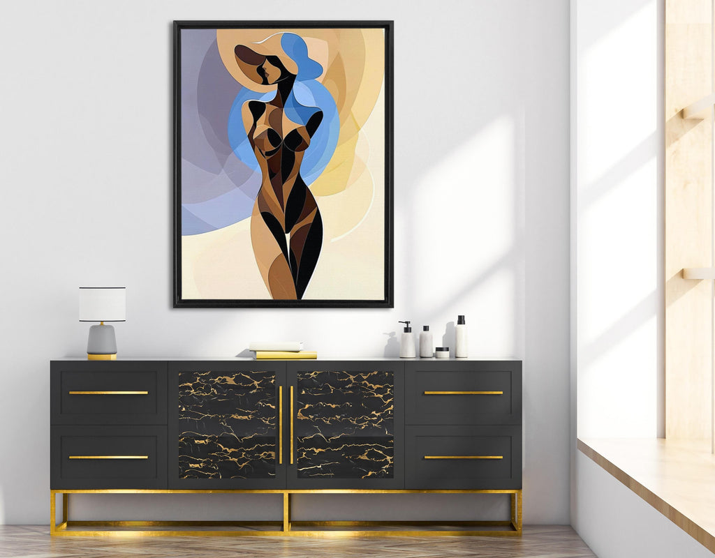 Abstract Woman Canvas Wall Art: Modern Minimalist Floating Frame AffinityArts