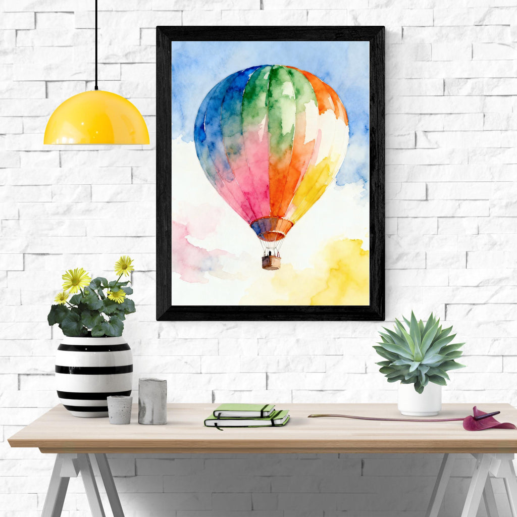 Watercolor Hot Air Balloon Print: Rainbow Nursery Wall Art AffinityArts