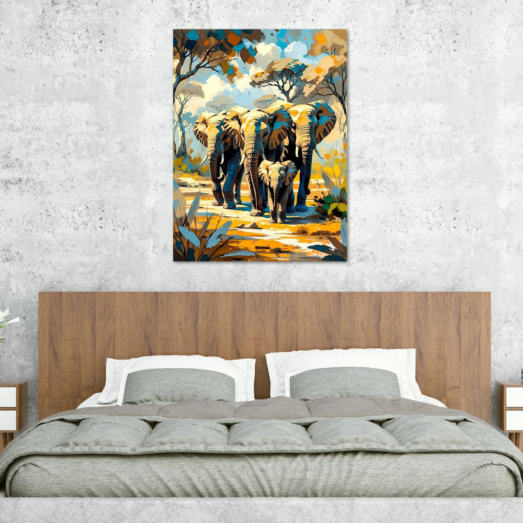 Elephant Family Canvas Print: African Safari Wall Art - AffinityArts 