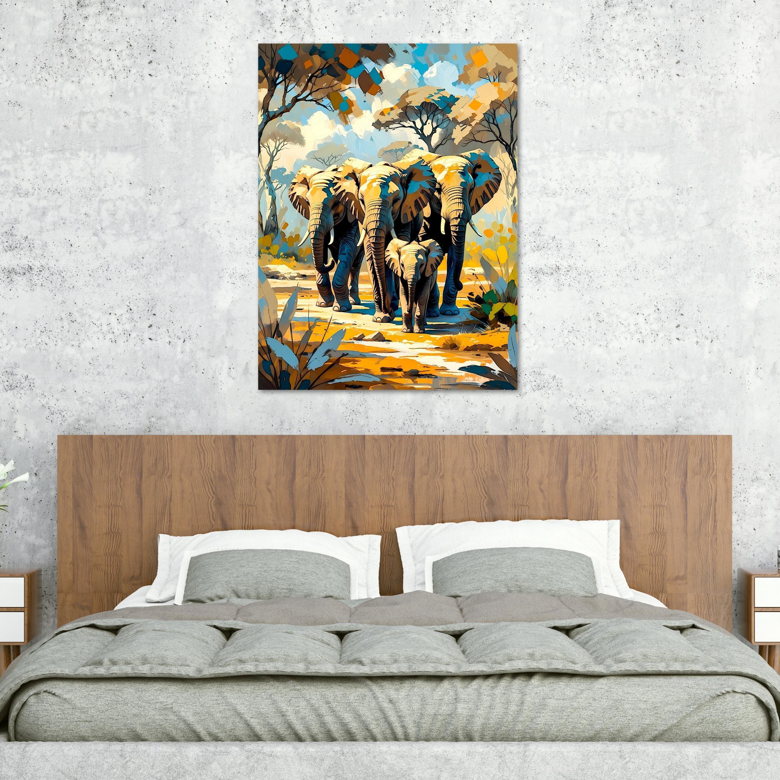 Elephant Family Canvas Print: African Safari Wall Art - AffinityArts 