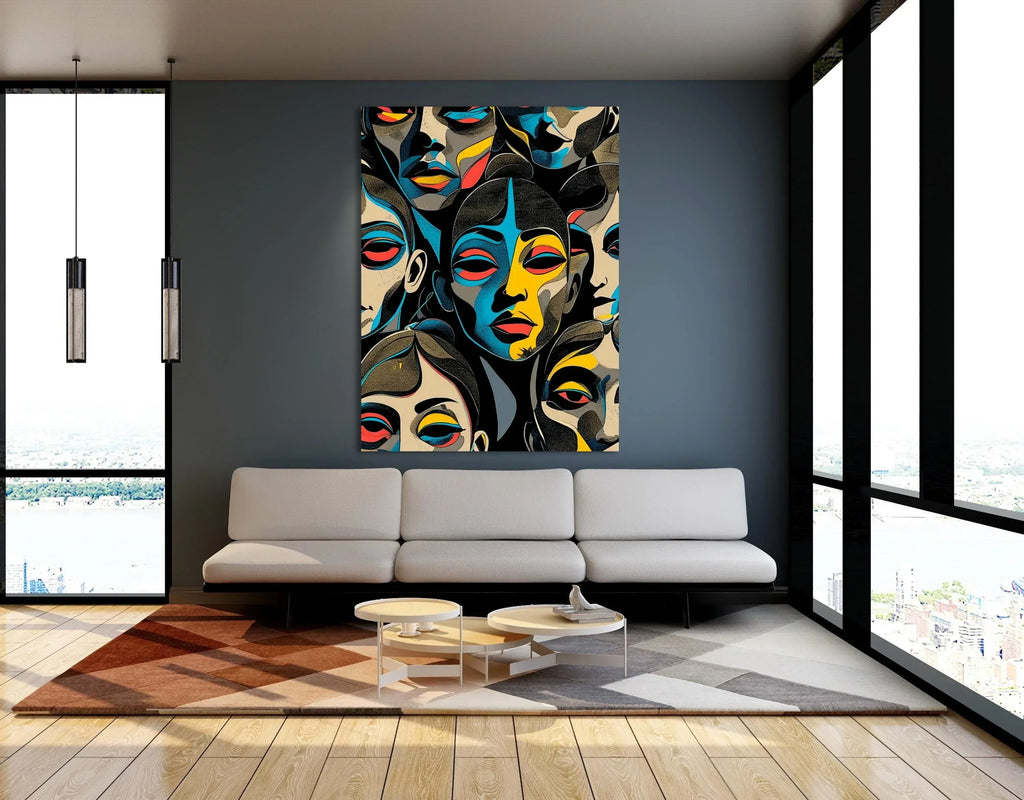 Abstract Colorful Face Art: Modern Pop Art Canvas Print - AffinityArts 