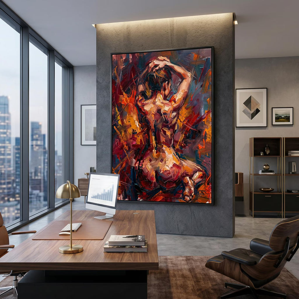 Abstract figure art print as meaningful gift in presentation packaging, powerful wall art for life transitions and personal growth