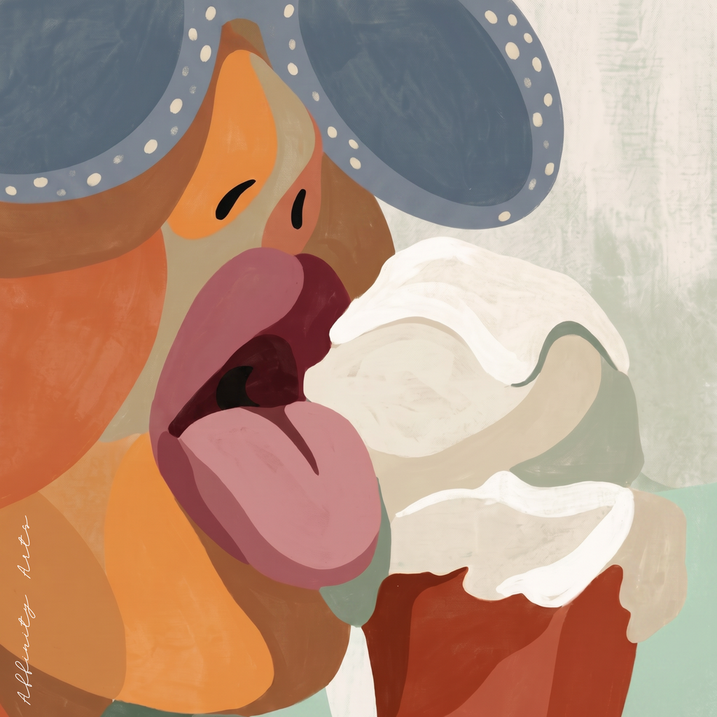 Abstract wall art — retro ice cream figure print, archival ink 250gsm premium matte, ships in protective tube