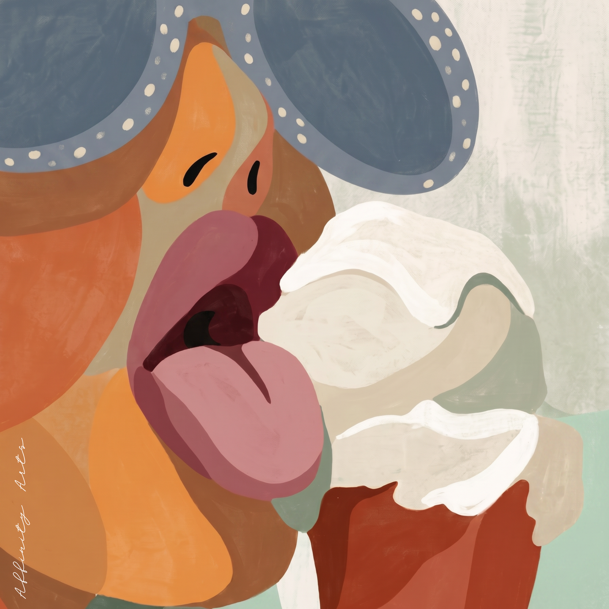 Abstract wall art — retro ice cream figure print, archival ink 250gsm premium matte, ships in protective tube