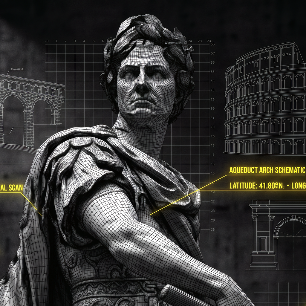 Blueprint Poster – Julius Caesar Roman Empire | Dark Academia Decor, Engineering Print