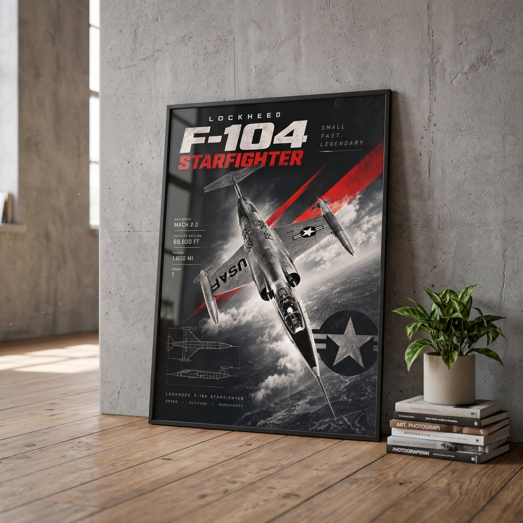 Polished metal fuselage of the F-104 with USAF markings and the FG-786 tail code, poster detail
