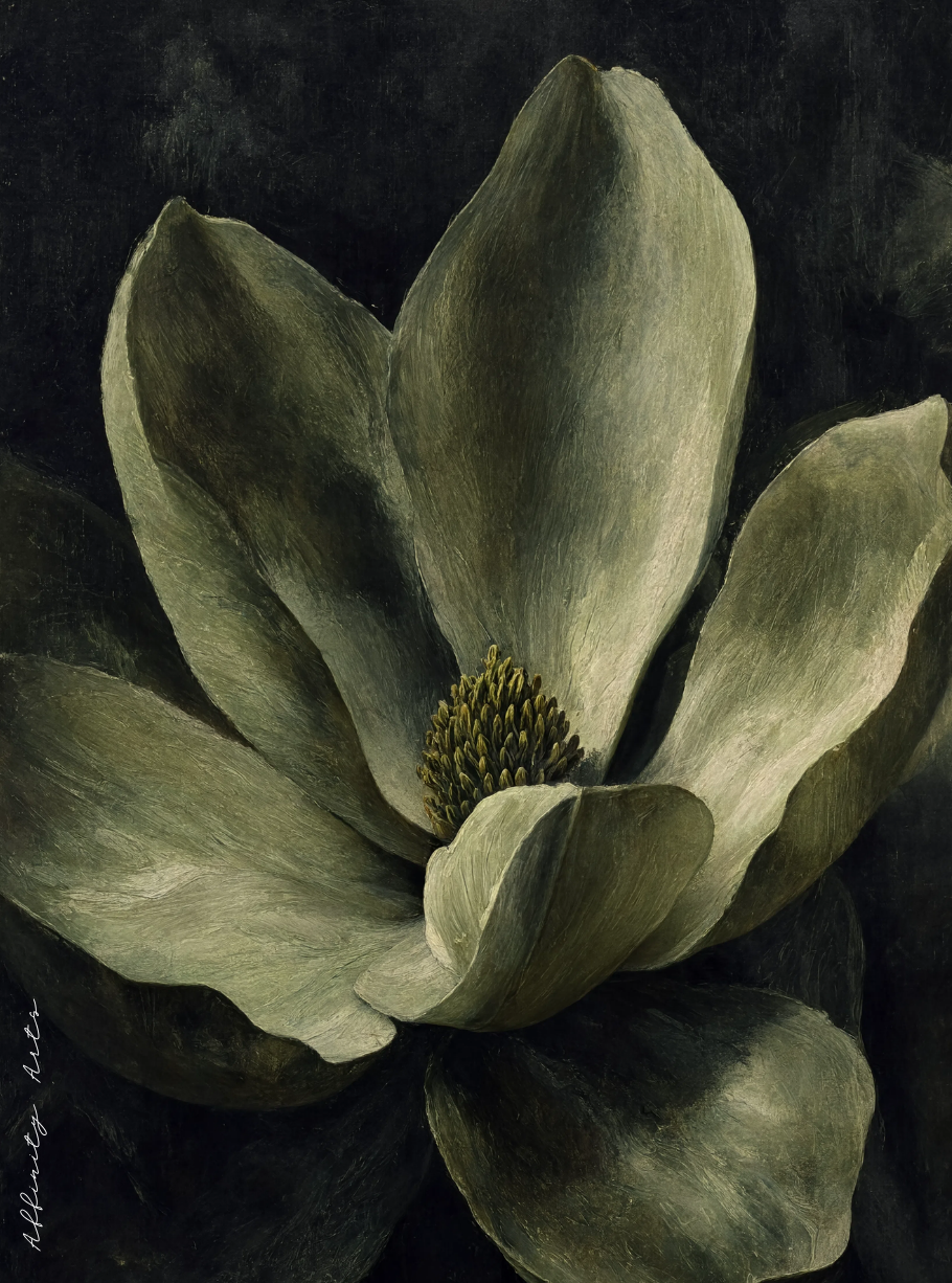 Magnolia poster on thick, premium matte paper with a smooth non-glossy surface, shown unframed