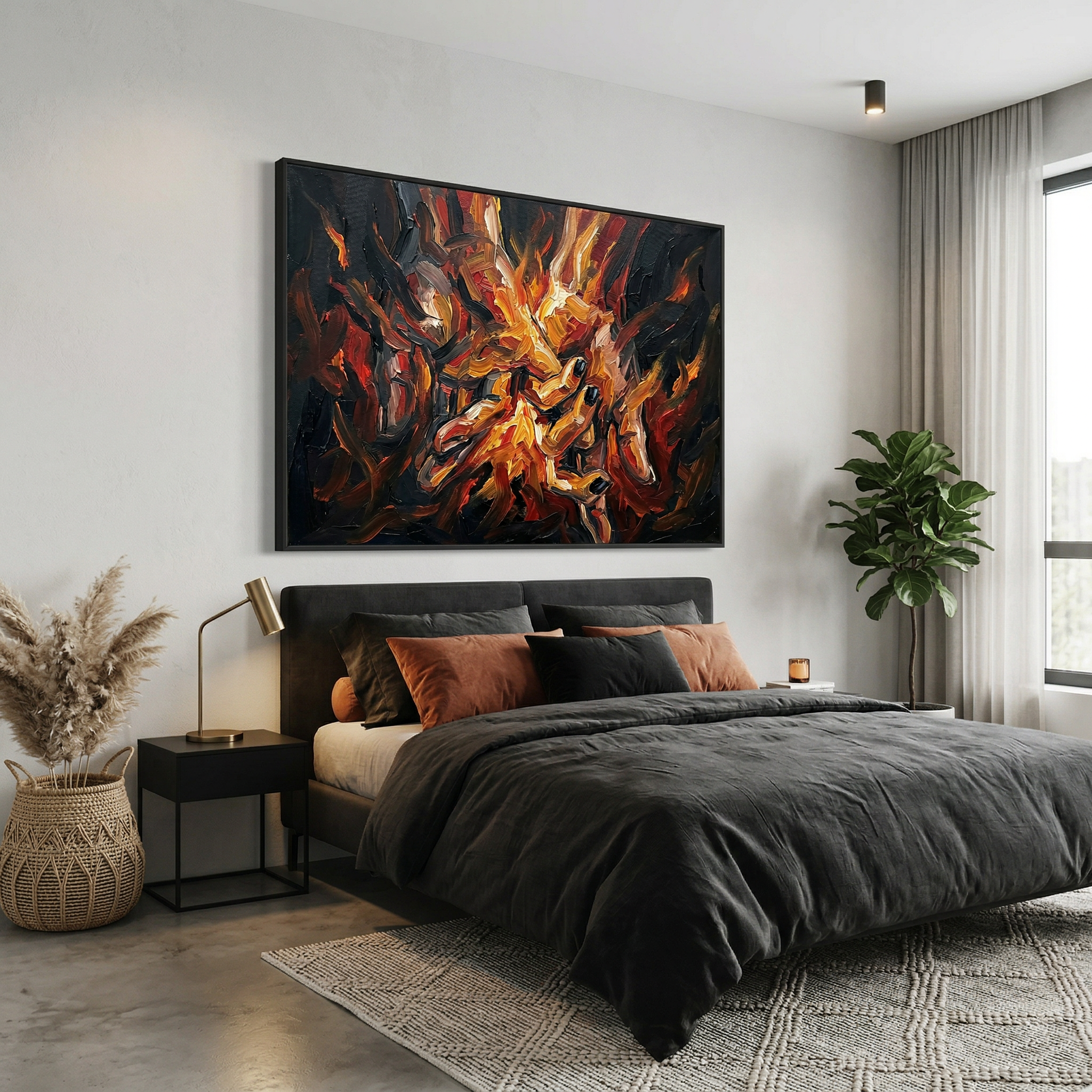 Hands Wall Art Canvas – Abstract Couple Hands, Romantic Bedroom Wall Decor, Love Connection Painting AffinityArts