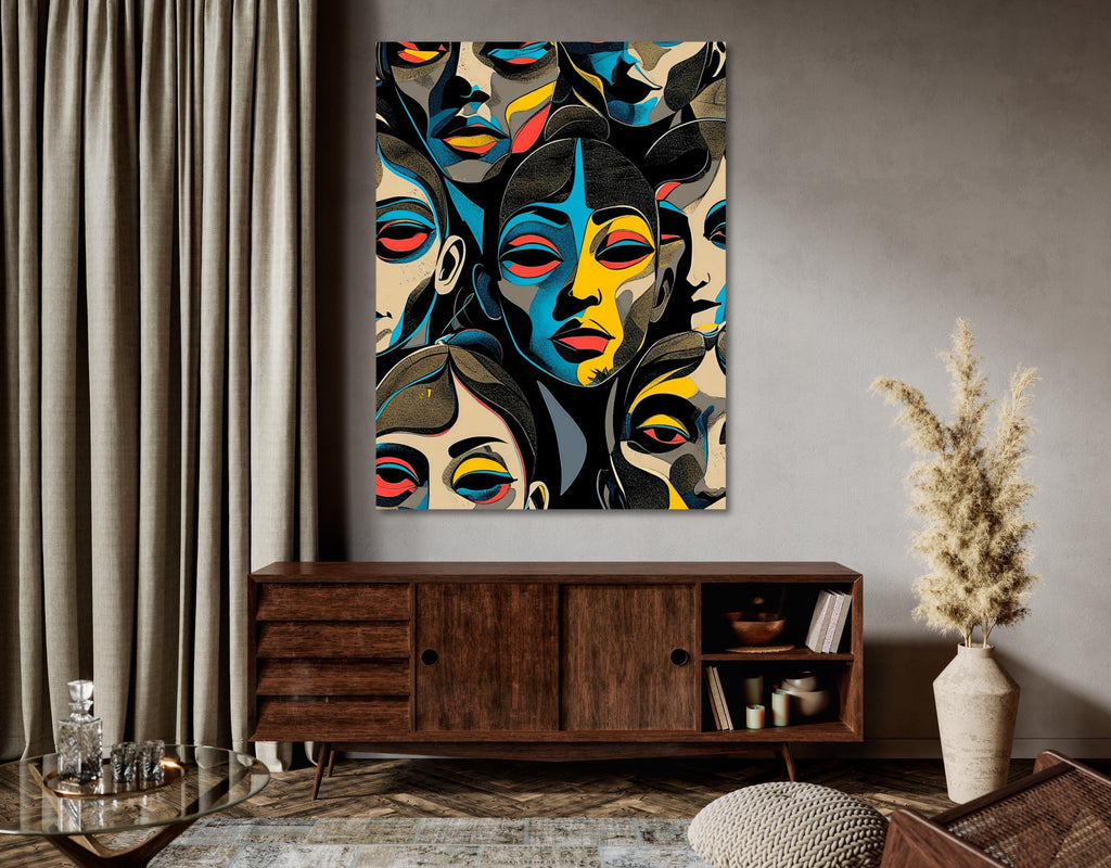 Abstract Colorful Face Art: Modern Pop Art Canvas Print - AffinityArts 