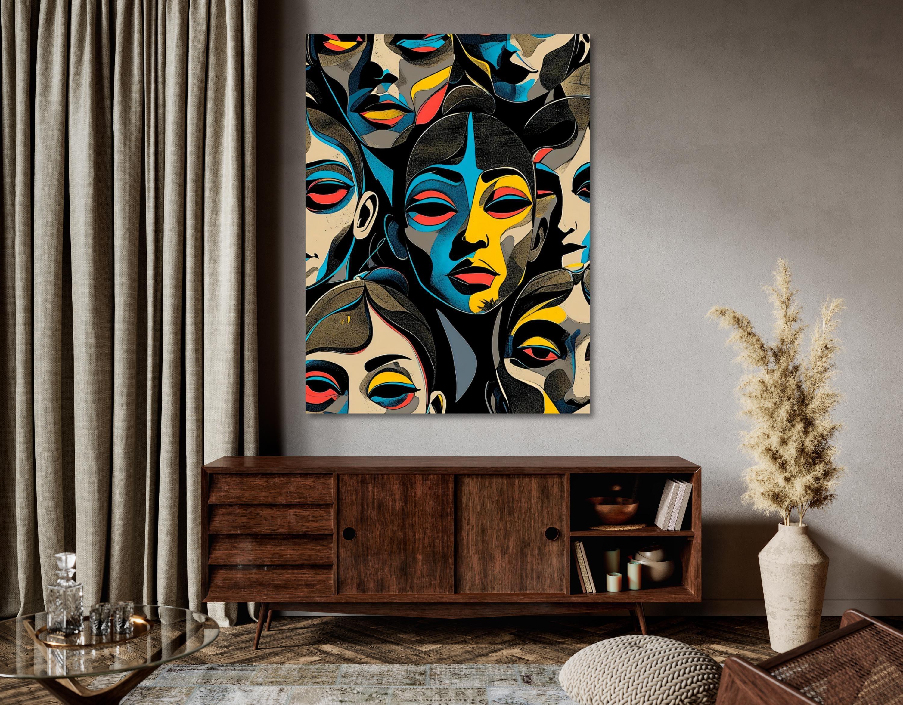 Abstract Colorful Face Art: Modern Pop Art Canvas Print - AffinityArts 