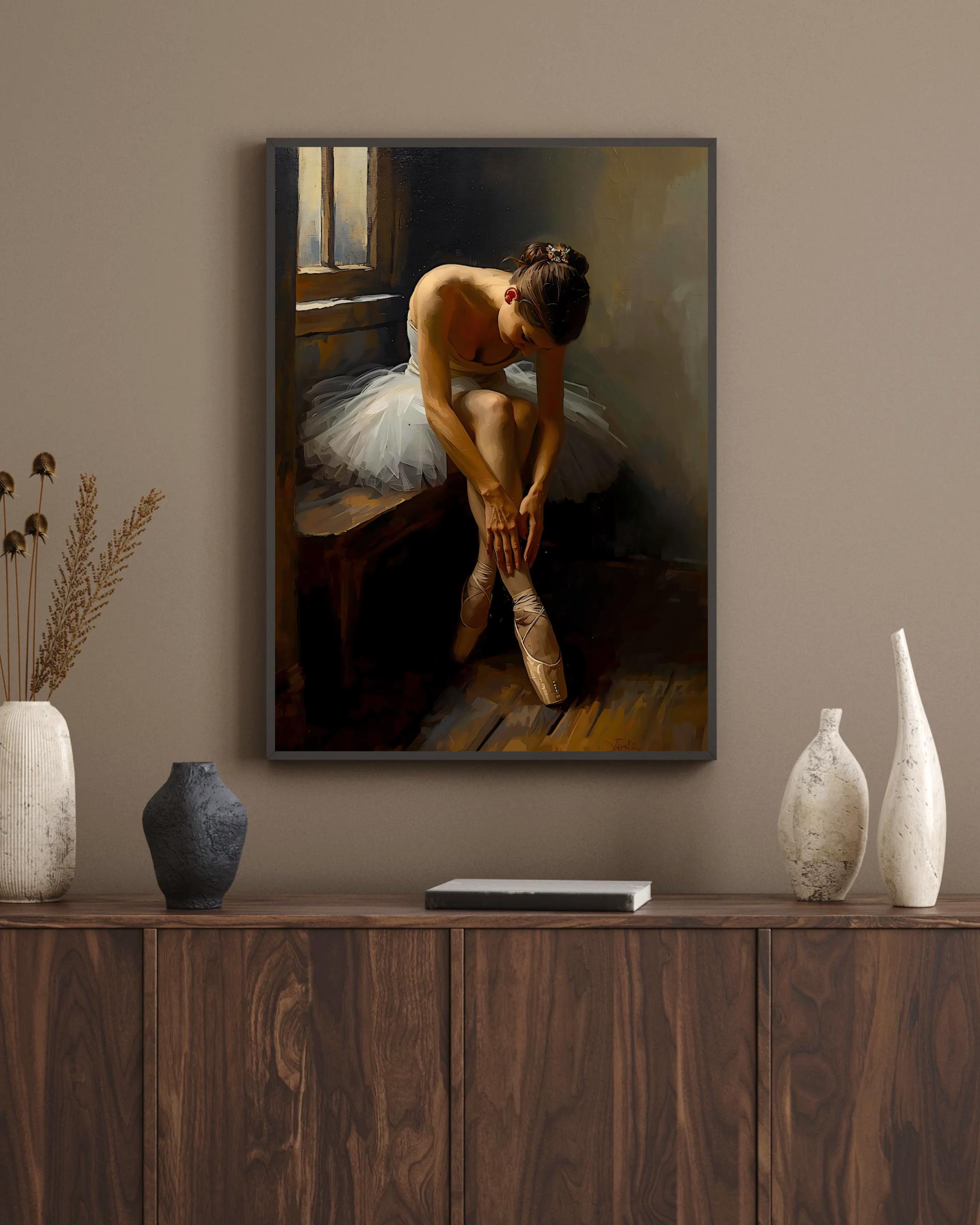 Ballerina Painting: Elegant Ballet Dancer Canvas Art or Satin Poster AffinityArts