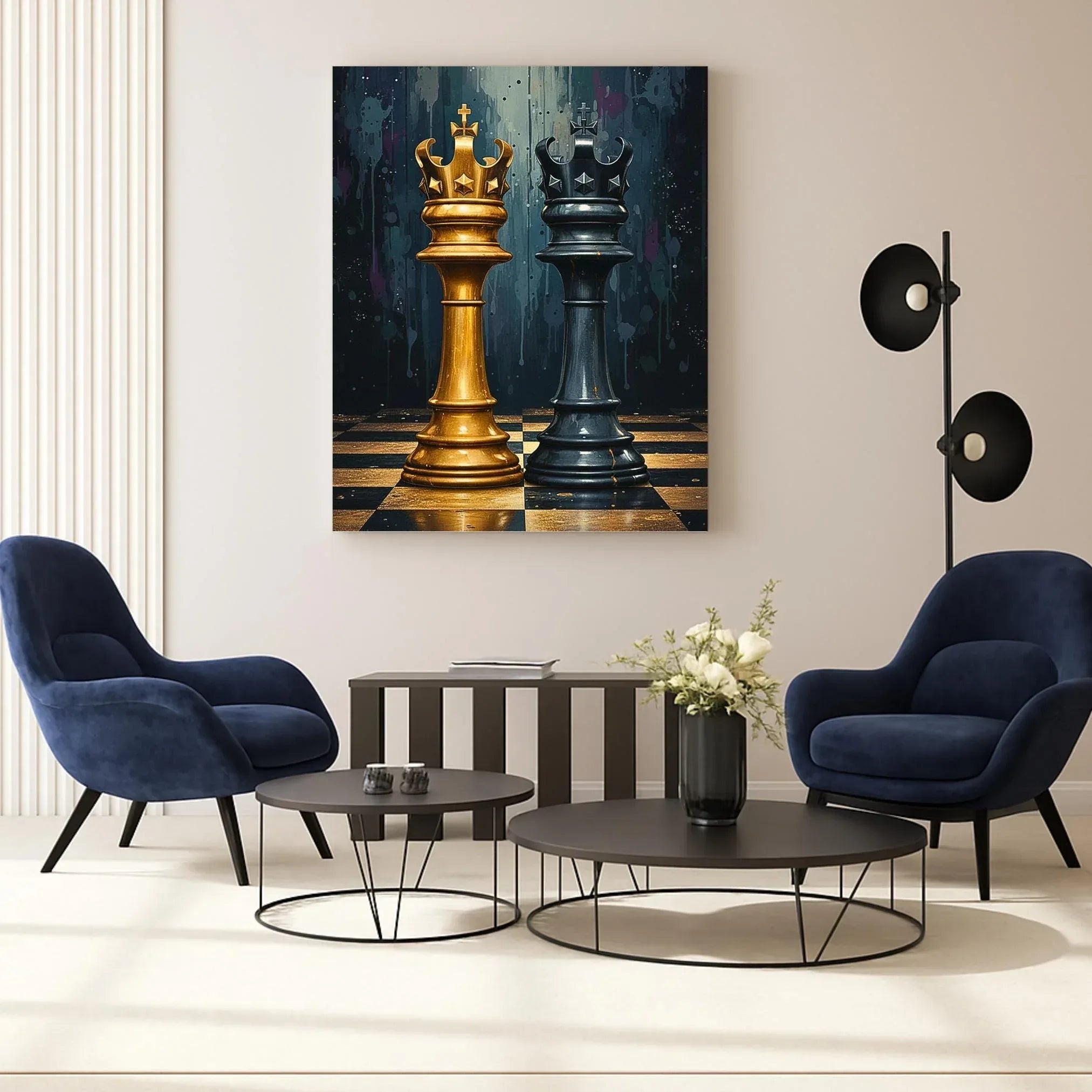 Gold and Black King Chess Print, Modern Game Room Decor - AffinityArts 