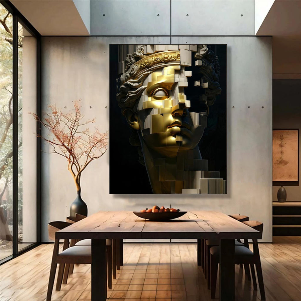 Gold Cubist Goddess Wall Art Poster, Marble Statue Abstract Print, Classical Sculpture Modern Art, Premium Paper AffinityArts