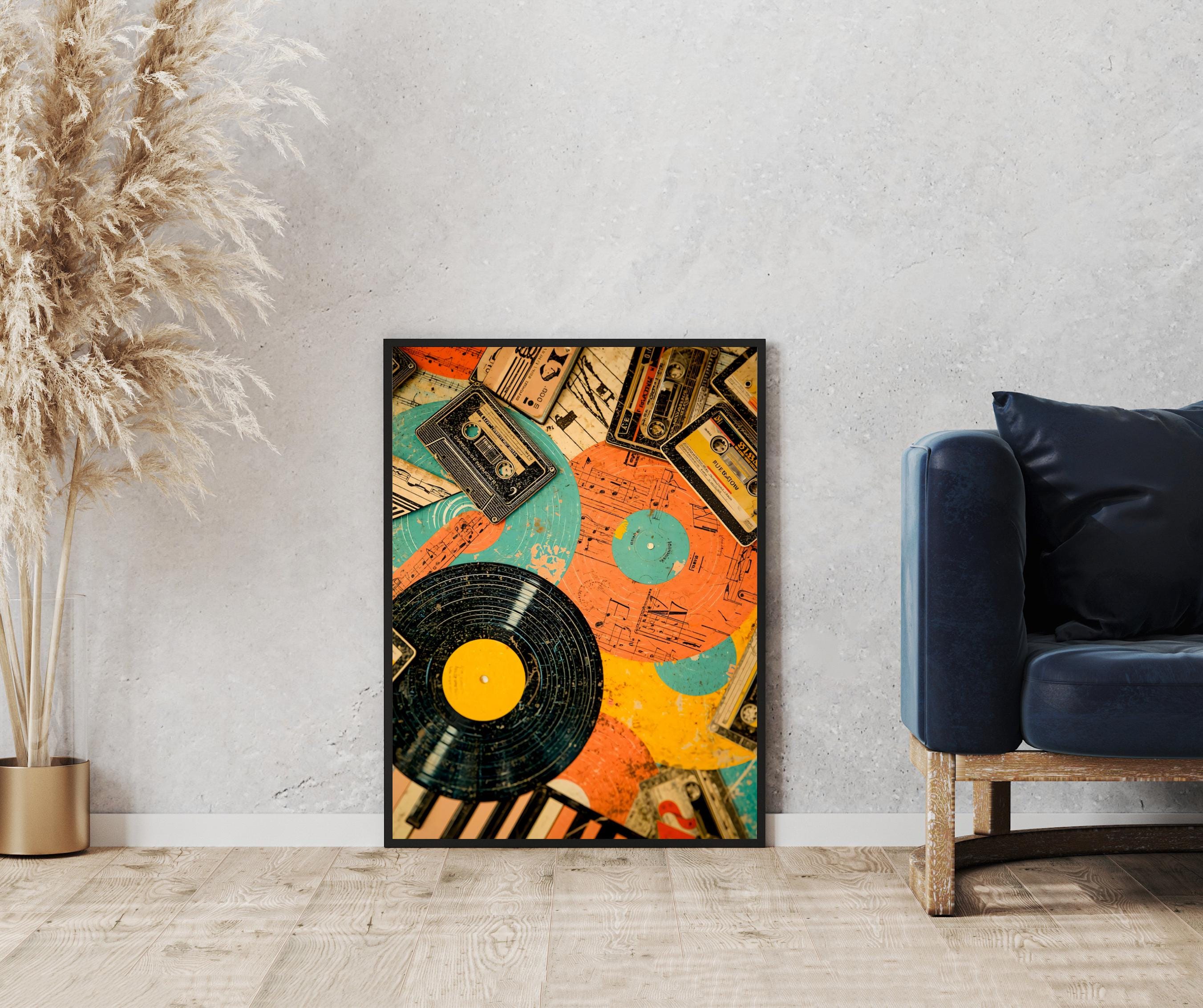 Retro Vinyl & Cassette Music Poster – Satin Finish Art Print AffinityArts