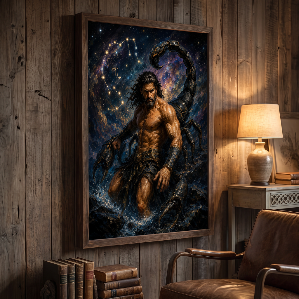 Zodiac wall art canvas print — modern gothic bedroom, 24x30