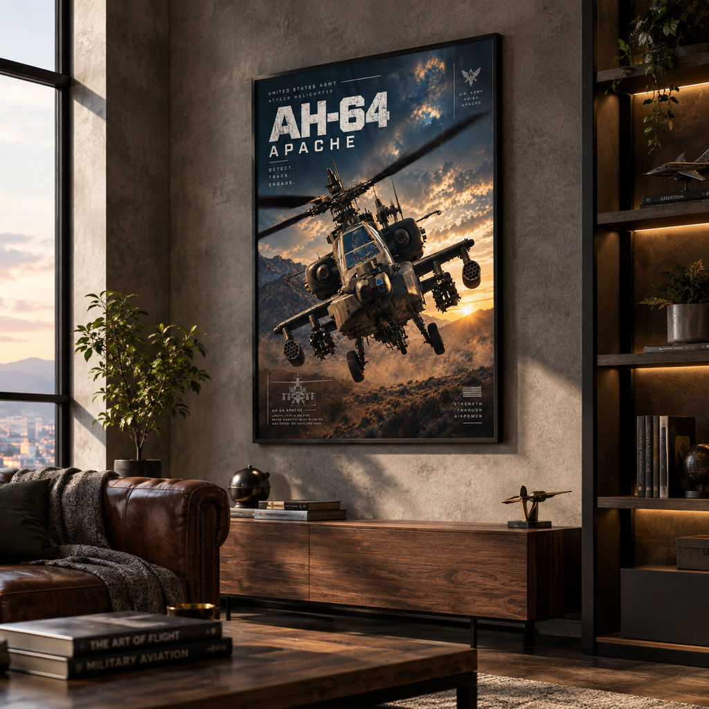 Helicopter wall art print for home office or man cave decor