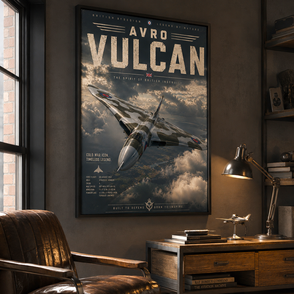 living room wall art — avro vulcan poster, framed-ready size