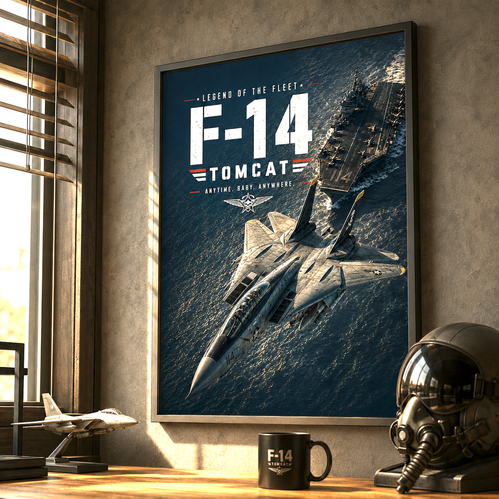 Aircraft wall art print for home office — F14 Tomcat poster, digital download