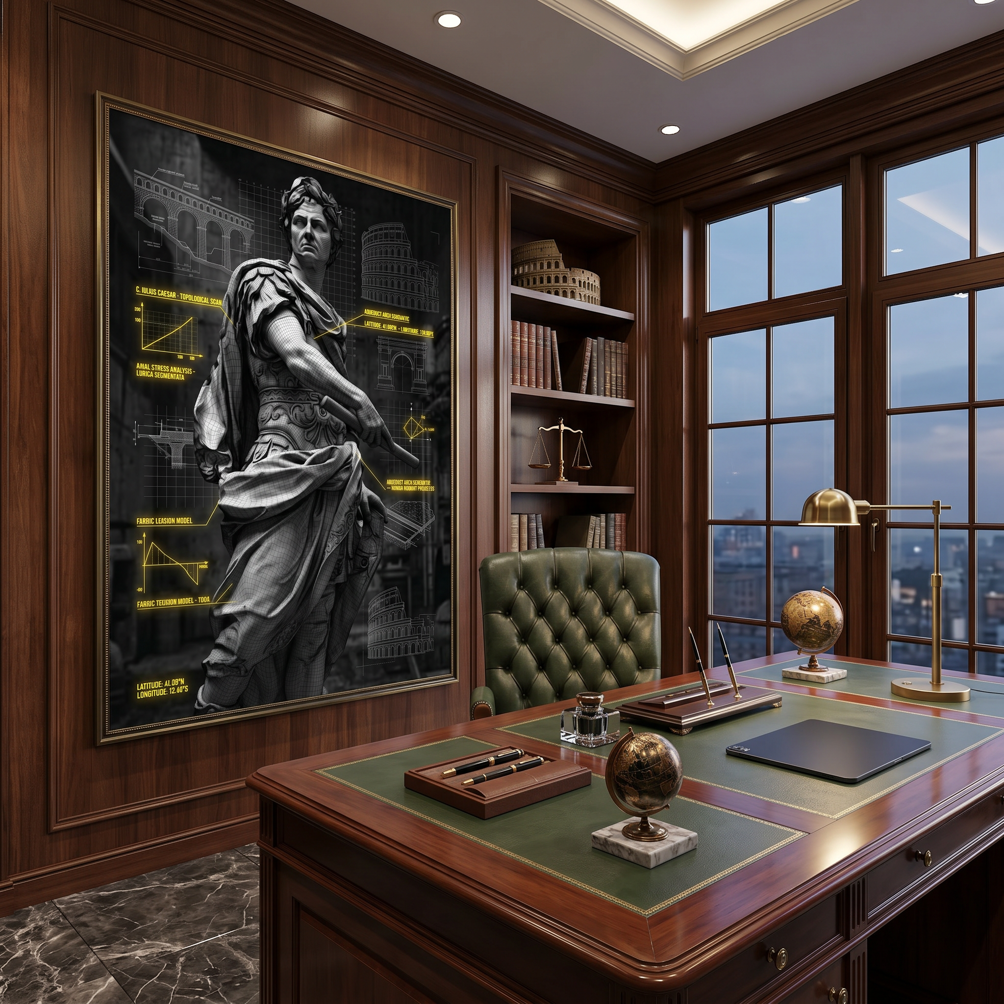Blueprint Poster – Julius Caesar Roman Empire | Dark Academia Decor, Engineering Print