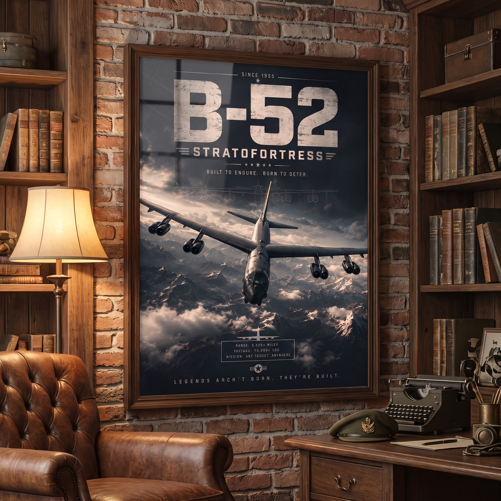 Aviation art print — B52 Stratofortress military aircraft, digital download or matte poster