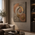 Terracotta canvas print faux gold texture wall art gallery wrap, warm earthy circle design for cozy home décor