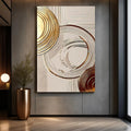 Beige & Gold Abstract Circle Art: Modern Textured Canvas Print - AffinityArts 
