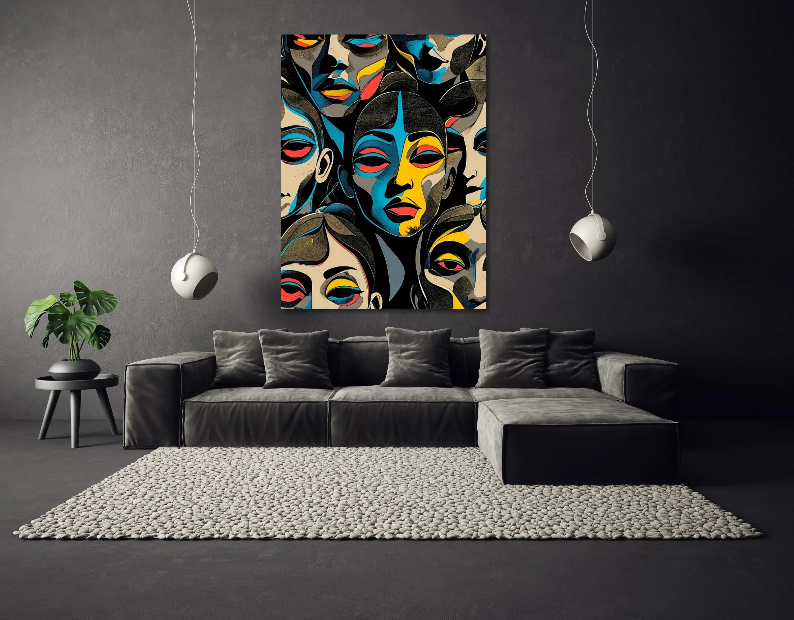 Abstract Colorful Face Art: Modern Pop Art Canvas Print - AffinityArts 