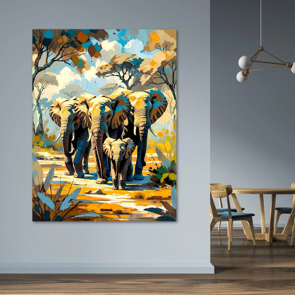 Elephant Family Canvas Print: African Safari Wall Art - AffinityArts 
