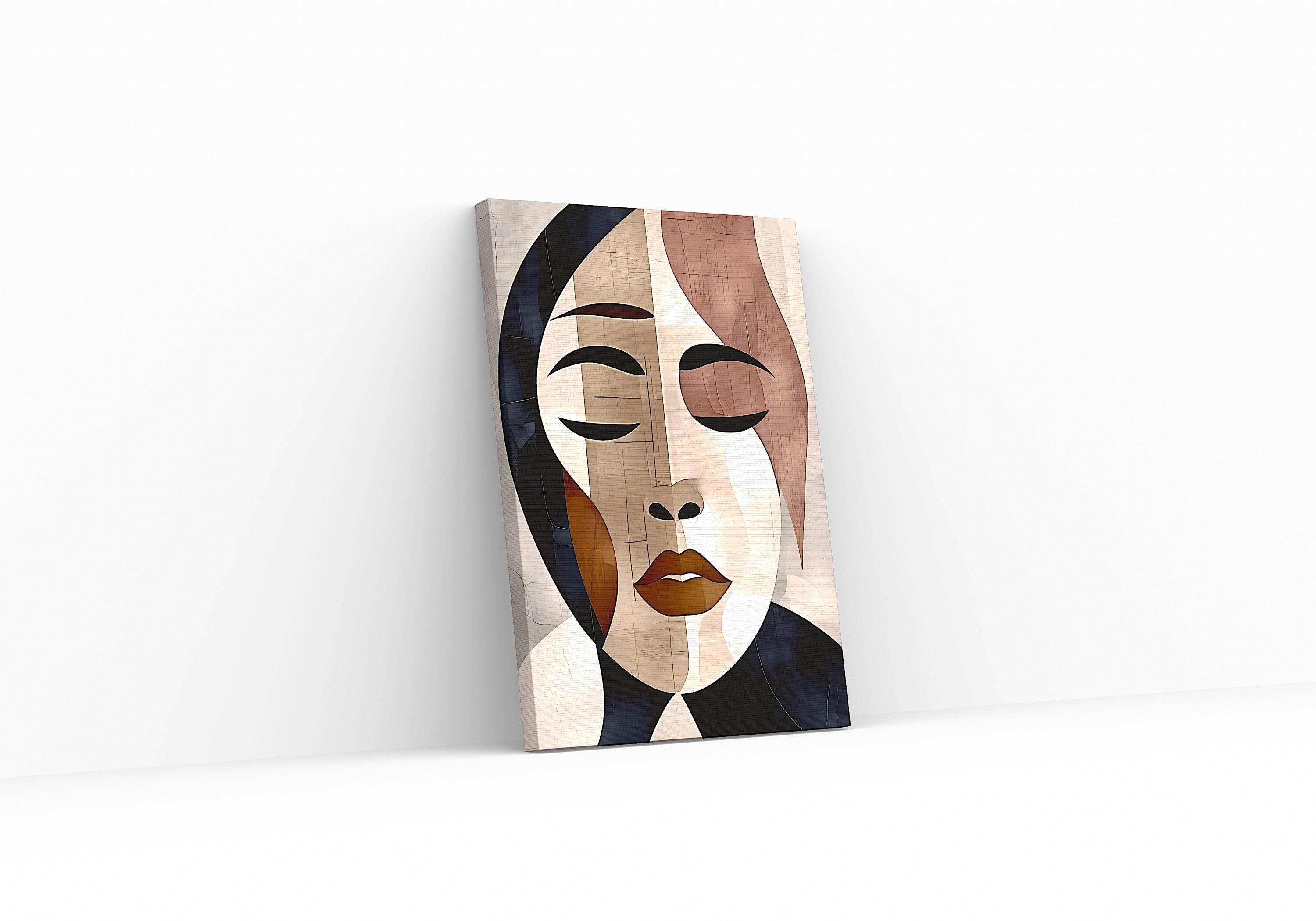 Minimalist Face Art Set: Abstract Woman Portrait, Modern Boho Decor AffinityArts