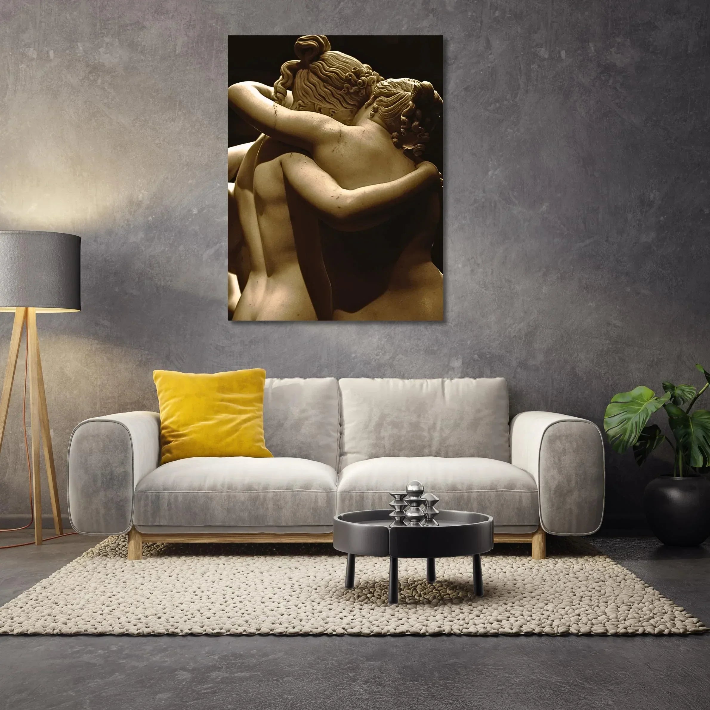 Romantic Sculpture Canvas - Classical Greek Embrace Wall Art - Ready to Hang Nude Artwork - AffinityArts 