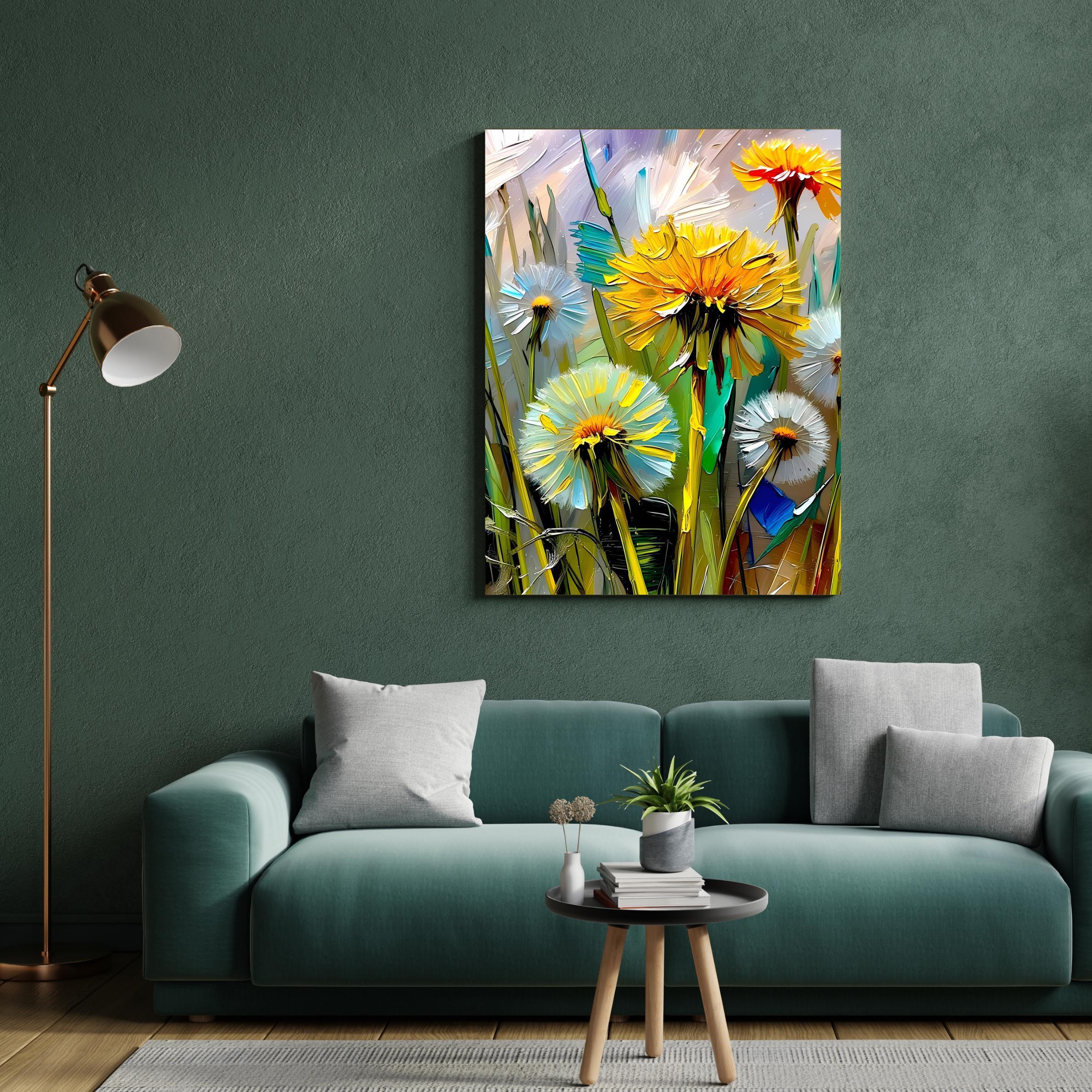 Dandelion Canvas Wall Art – Colorful Wildflower Painting, Abstract Nature Decor, Bright Floral Print - AffinityArts 