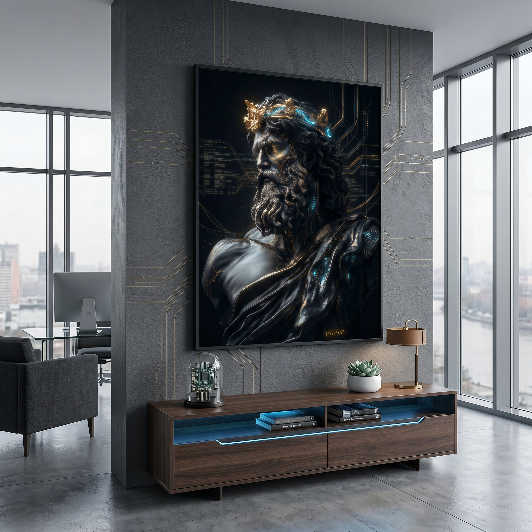 A room built around atmosphere. Greek mythology dark art print as the piece that makes everything else make sense
