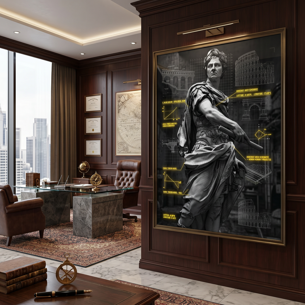 Blueprint Poster – Julius Caesar Roman Empire | Dark Academia Decor, Engineering Print