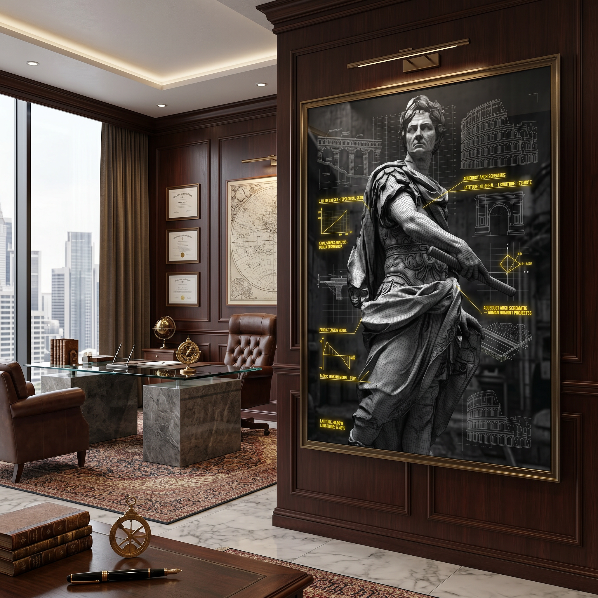 Blueprint Poster – Julius Caesar Roman Empire | Dark Academia Decor, Engineering Print