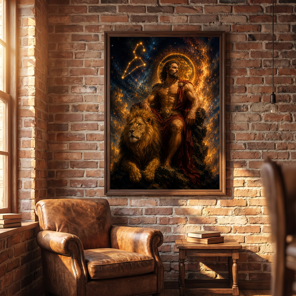 Leo zodiac sign wall art — premium matte poster, 250gsm archival ink, gallery quality