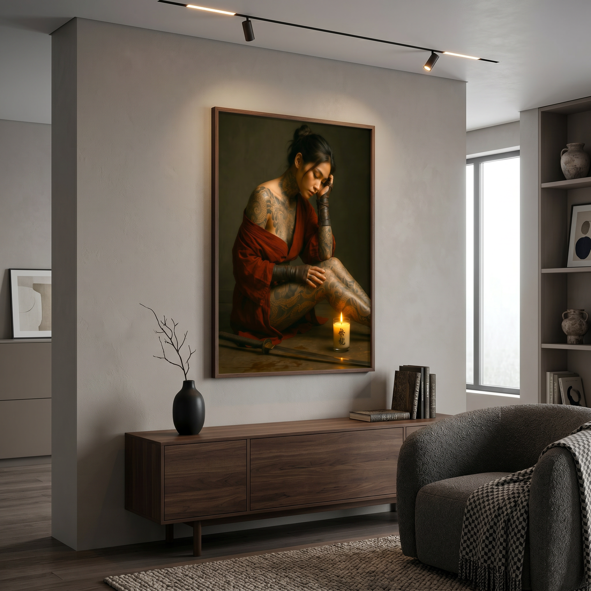 This japanese wall art doesn't fill the room — it settles into it, like a thought you finally stopped fighting