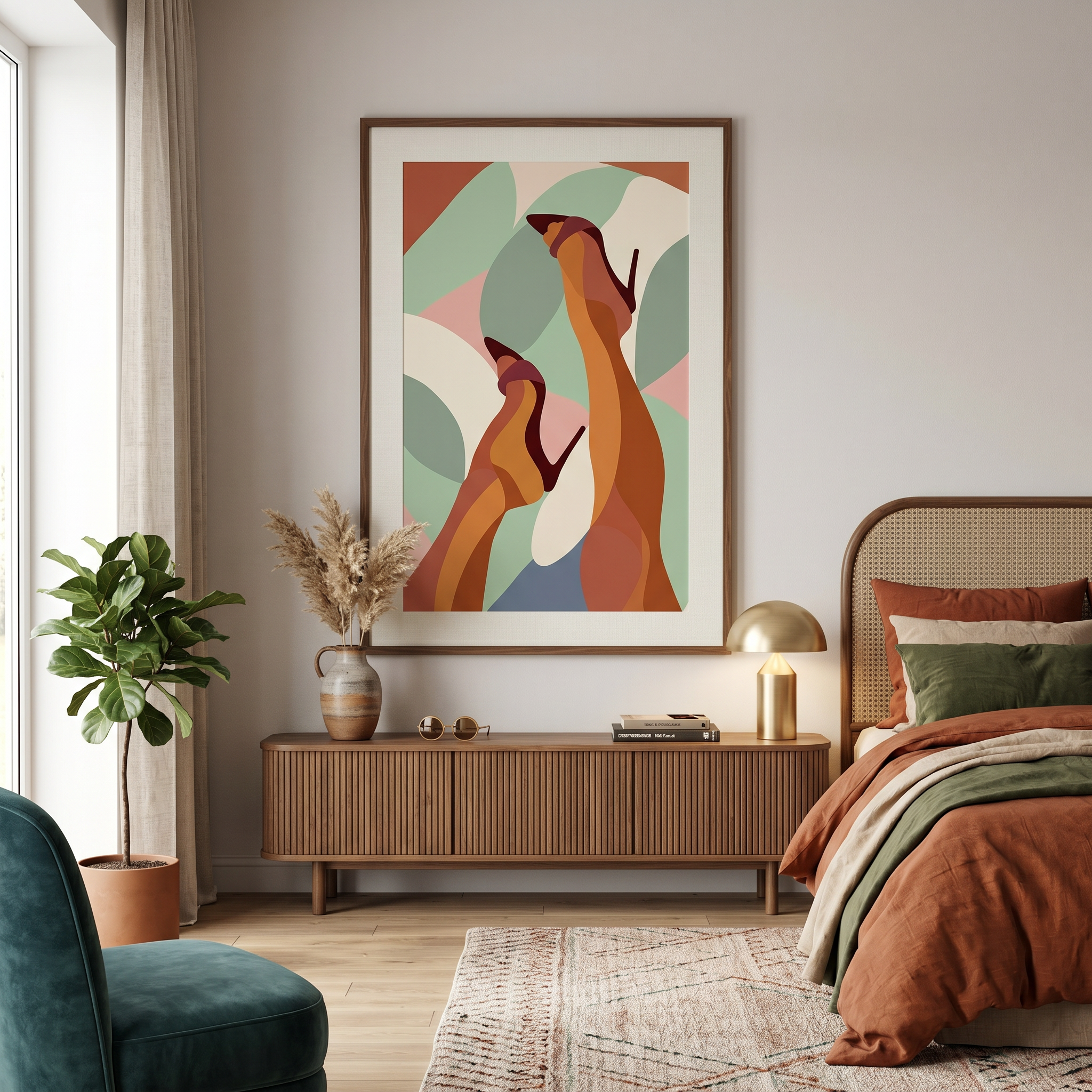 The composition says everything without words — upward legs, sharp heels, shapes that move like breath