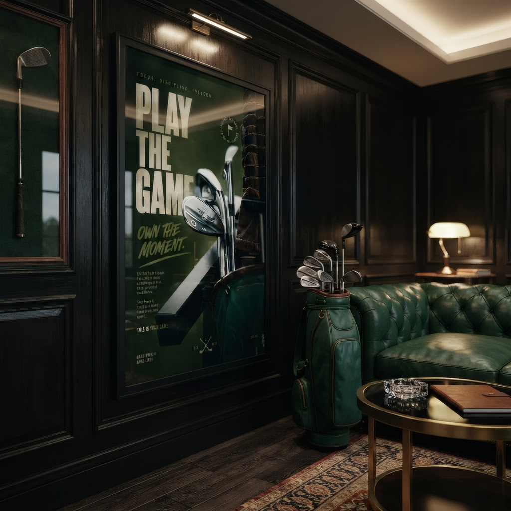 Golf art that captures the exact moment of the perfect swing — sports wall decor with real energy