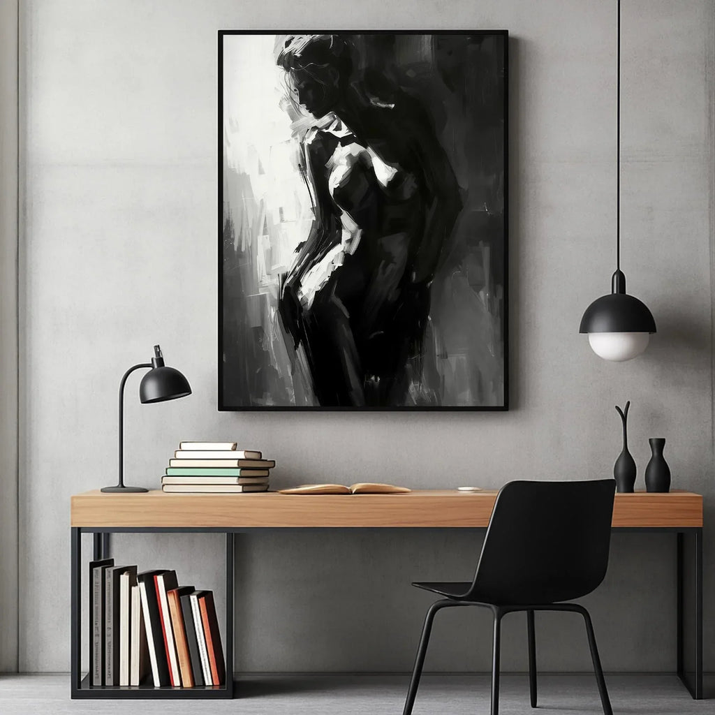 Black and White Woman Art Print, Abstract Silhouette (Digital Download Option) - AffinityArts 