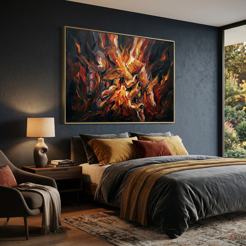 Hands Wall Art Canvas – Abstract Couple Hands, Romantic Bedroom Wall Decor, Love Connection Painting AffinityArts