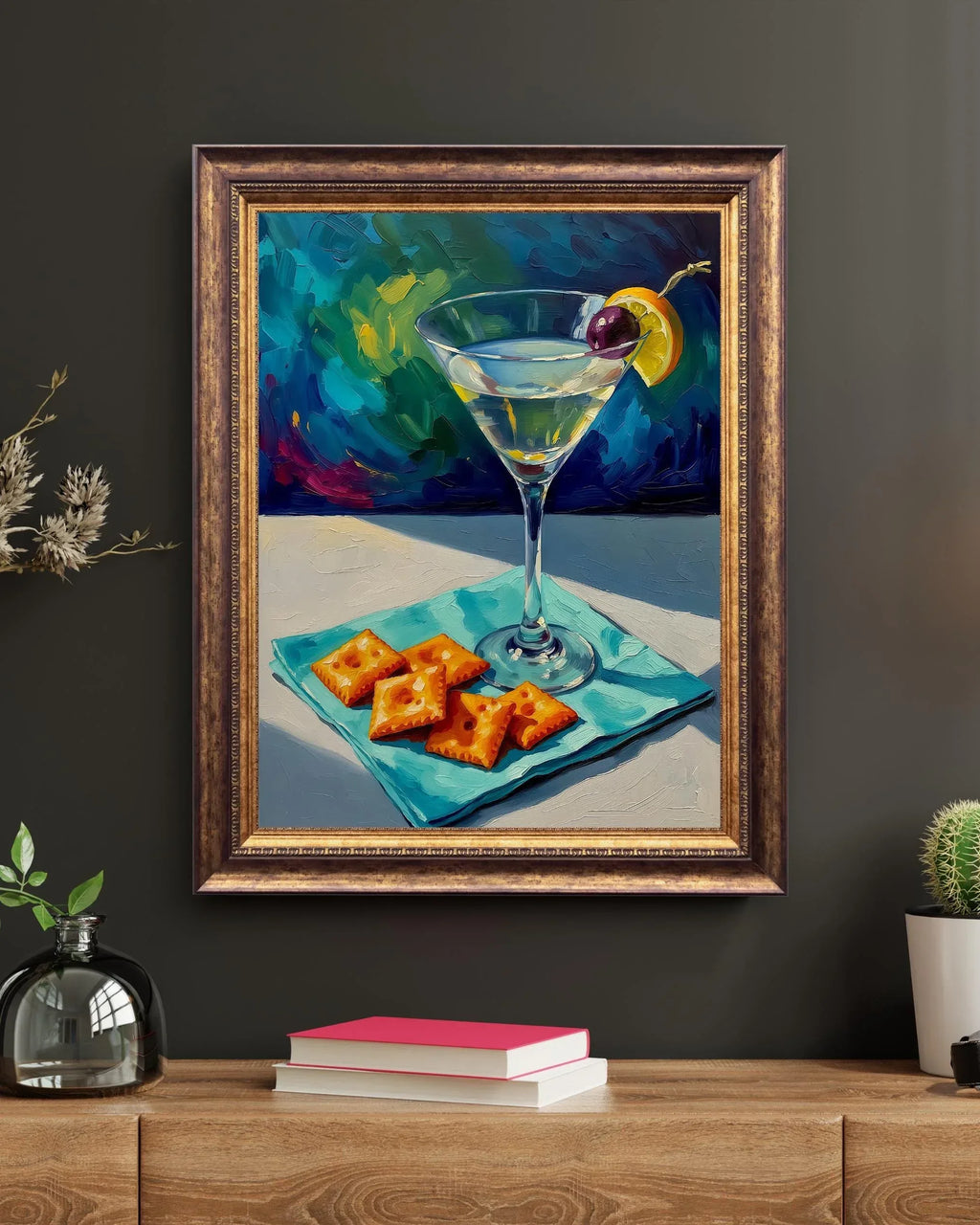 Martini Cocktail Print: Oil Painting Style on Satin Paper - AffinityArts 