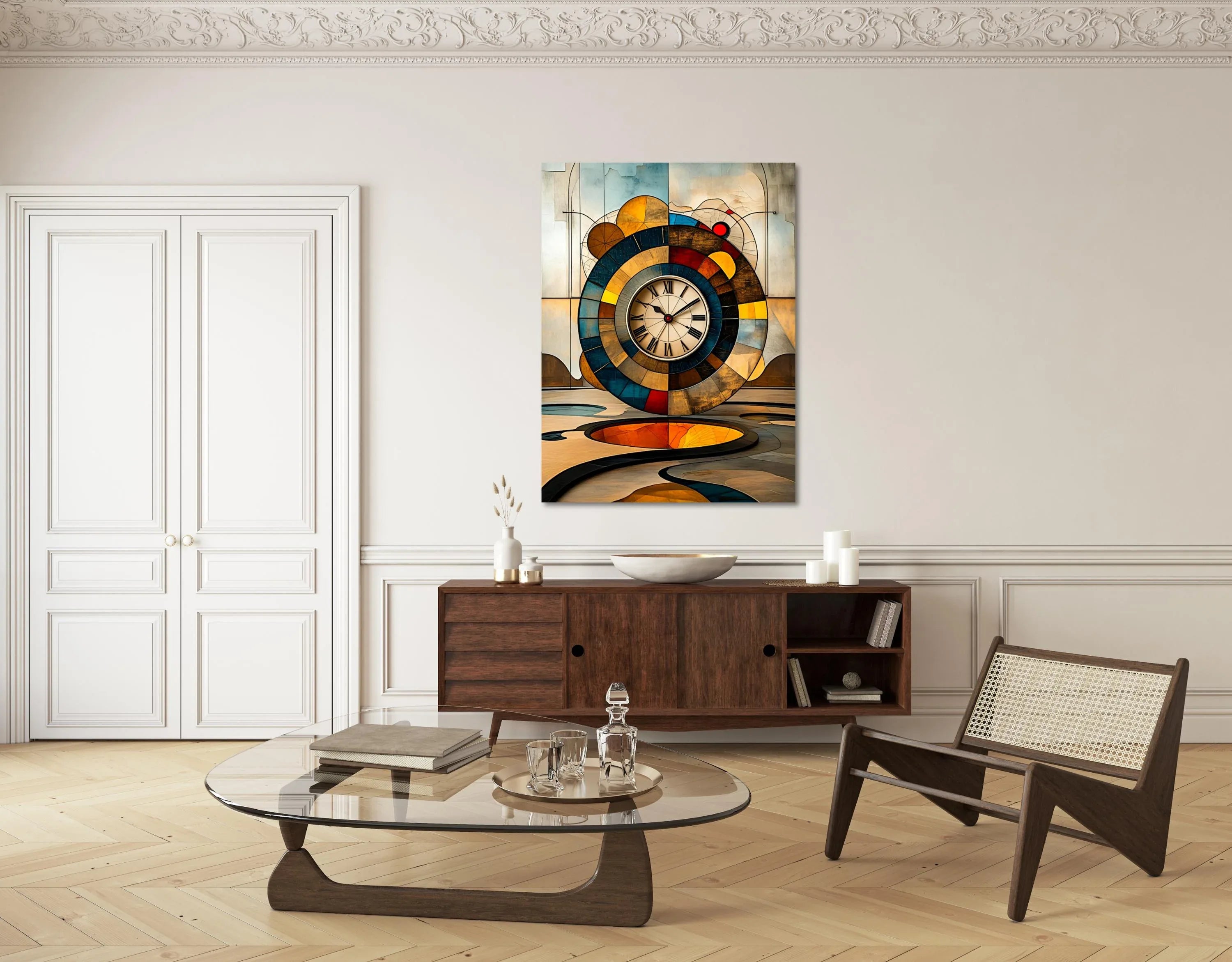 Abstract Wall Clock Art Print: Geometric Surrealist Decor, Modern Minimalist Artwork - AffinityArts 