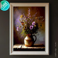 Wildflower Canvas Print: Rustic Floral Painting in Clay Jug - AffinityArts 