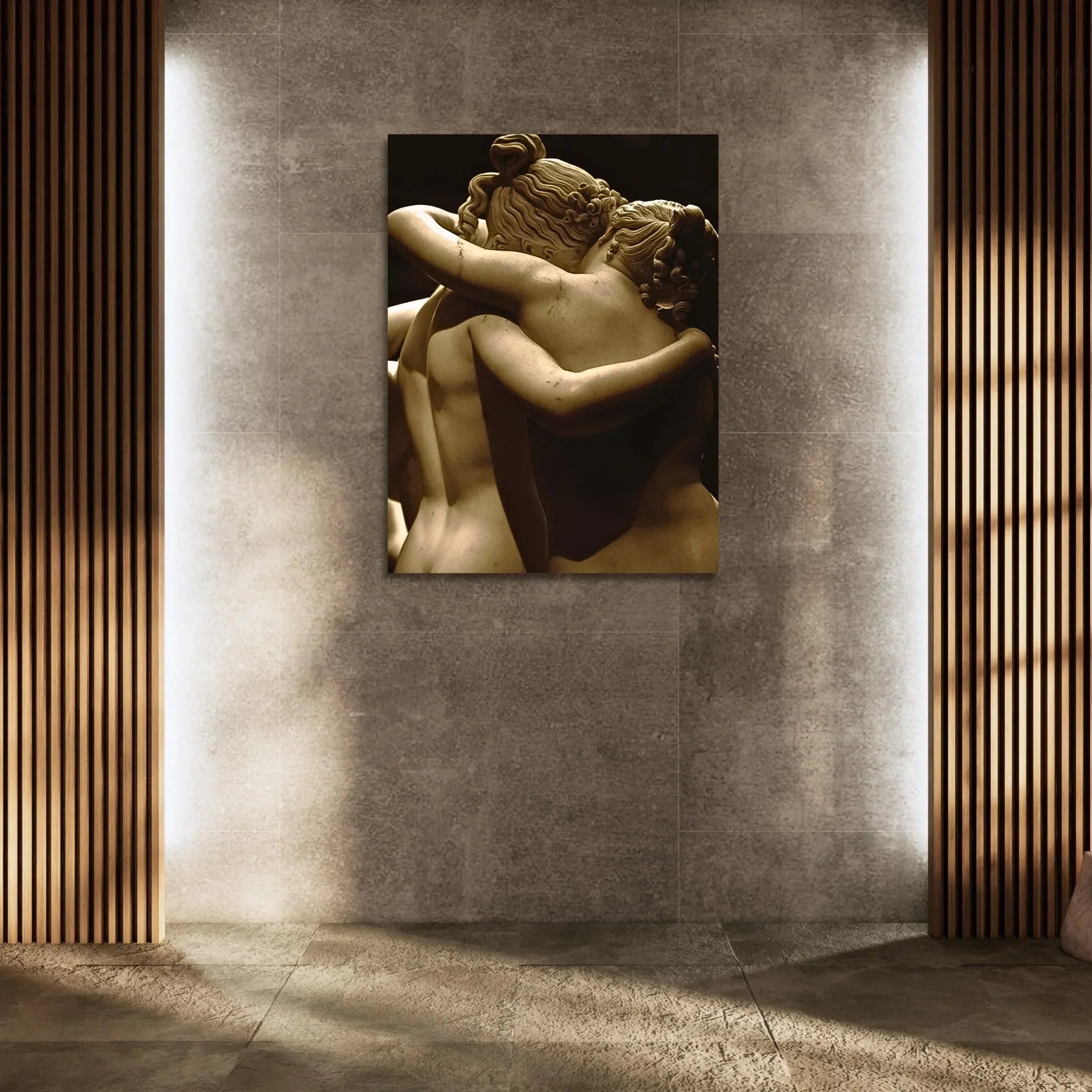 Romantic Sculpture Canvas - Classical Greek Embrace Wall Art - Ready to Hang Nude Artwork - AffinityArts 