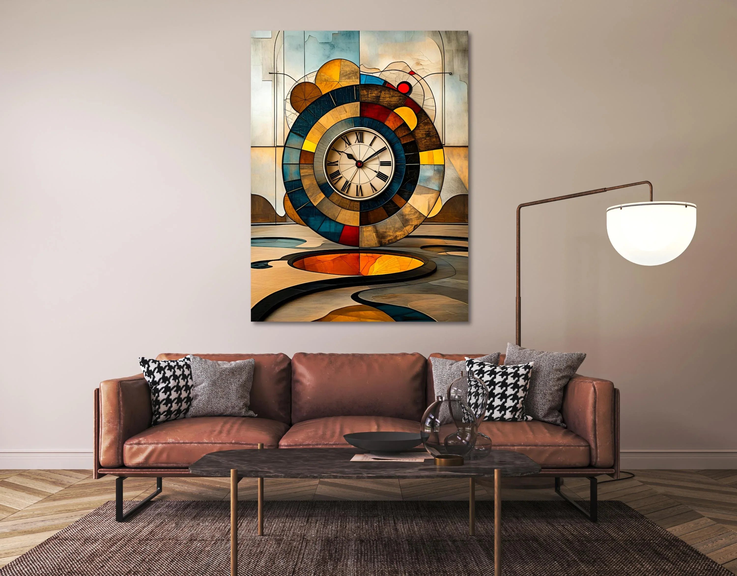 Abstract Wall Clock Art Print: Geometric Surrealist Decor, Modern Minimalist Artwork - AffinityArts 