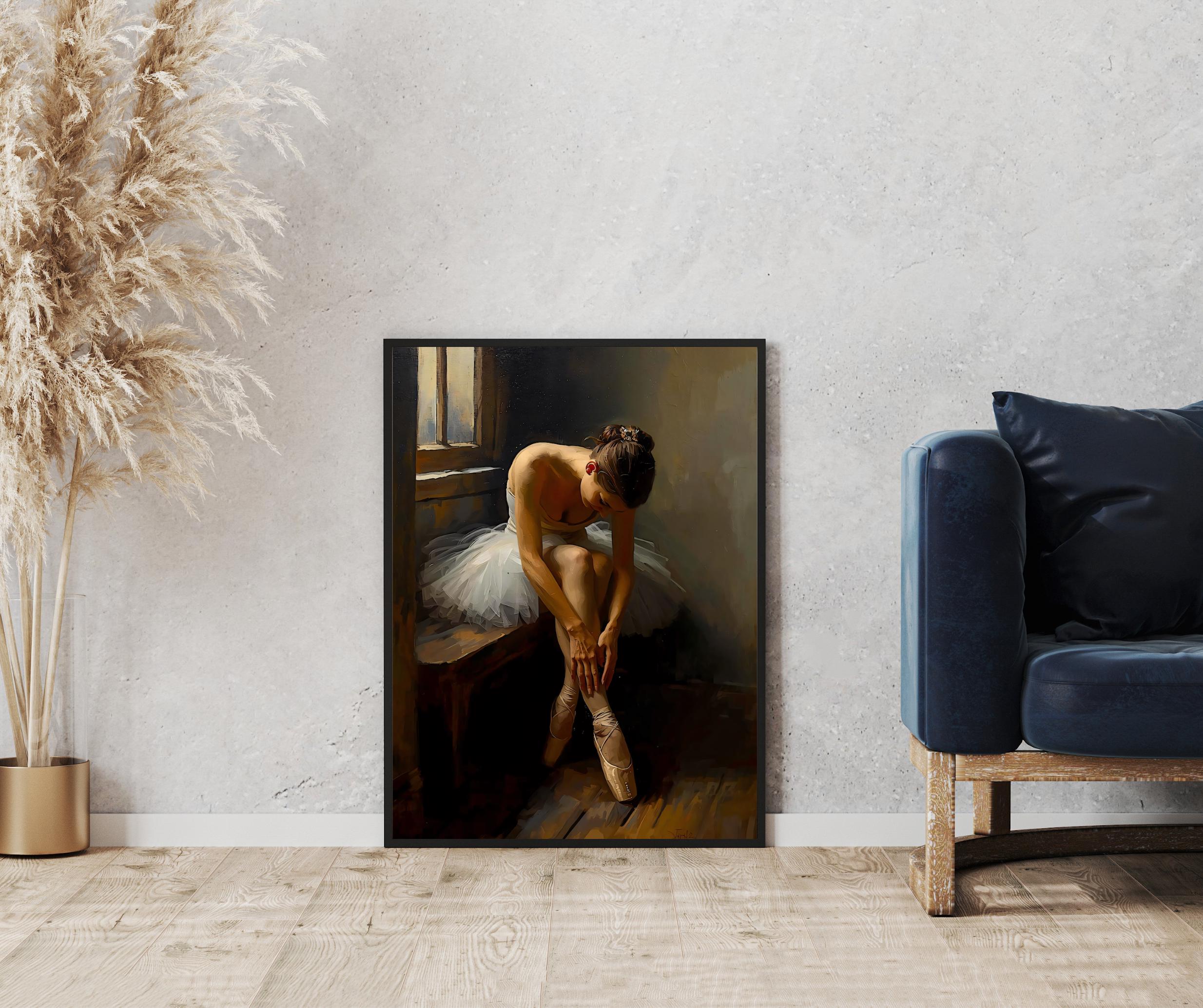 Ballerina Painting: Elegant Ballet Dancer Canvas Art or Satin Poster AffinityArts