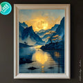 Moonlit Mountain River Canvas Art: Tranquil Asian Landscape Painting - AffinityArts 